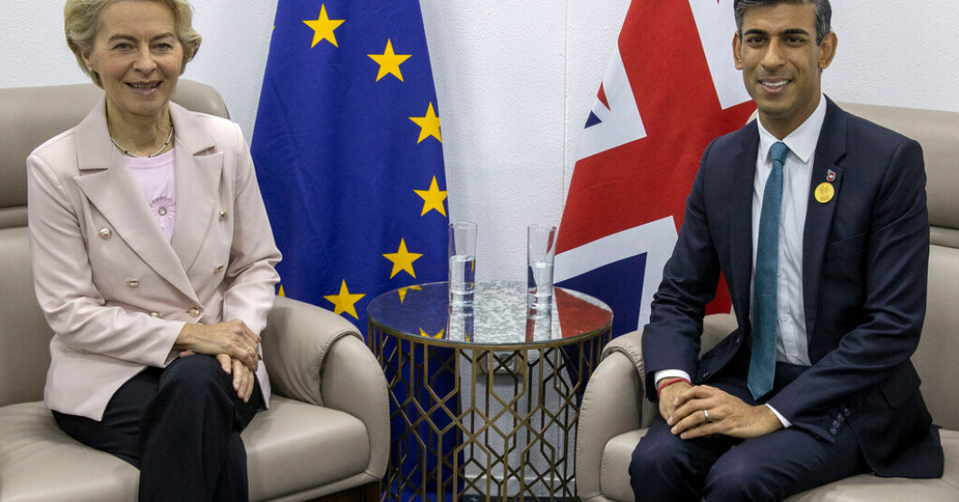 EU-kommissionens ordförande Ursula von der Leyen åker till Storbritannien med kort varsel för att diskutera Nordirlandsprotokoll med premiärminister Rishi Sunak. Här träffades de två vid klimatmötet COP 27 i Egypten i november. Arkivbild. Brexit: En sista kompromiss nära?