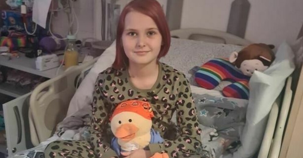 Den 17 augusti fyllde Eva tio år, vilket firades på sjukhuset. Eva Thornley i sin sjuhussäng.