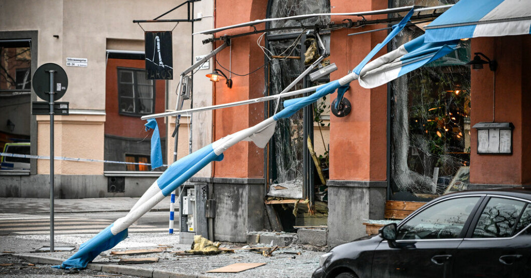 Explosionen vid restaurangen på Södermalm i Stockholm den 17 januari orsakade stora skador på fastigheten. Fem döms för dubbla sprängdåd i Stockholm