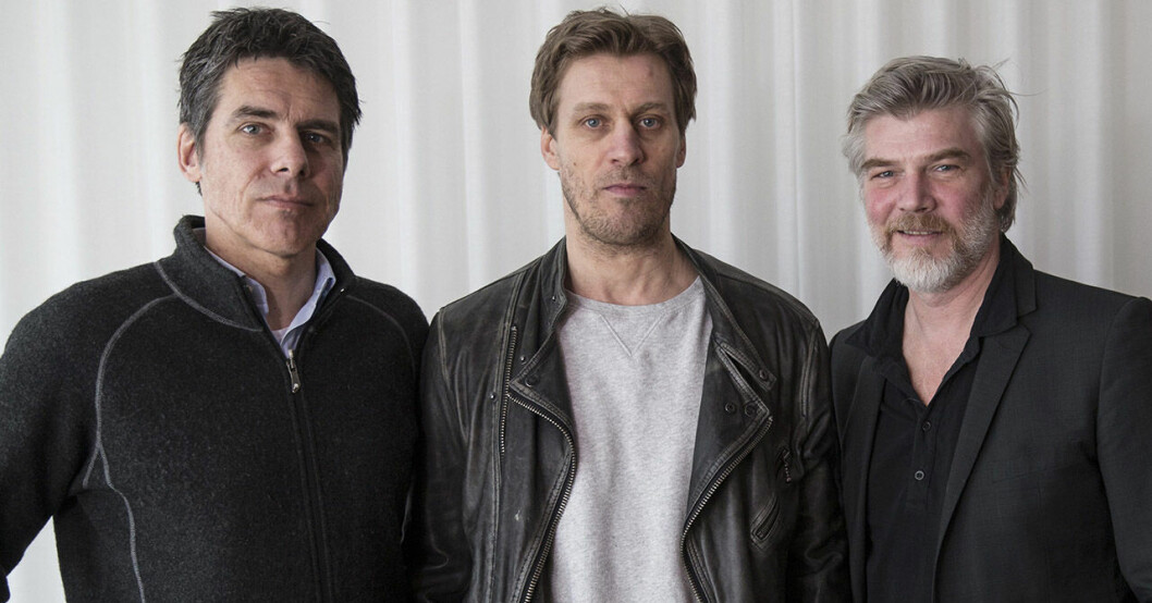 Jens Hultén flankerad av medskådespelarna Mikael Tornving och Jakob Eklund inför Johan Falk 2013. I filmserien spelar Hultén busen Seth Rydell. Mikael Tornving, Jens Hultén och Jakob Eklund inför Johan Falk 2013.