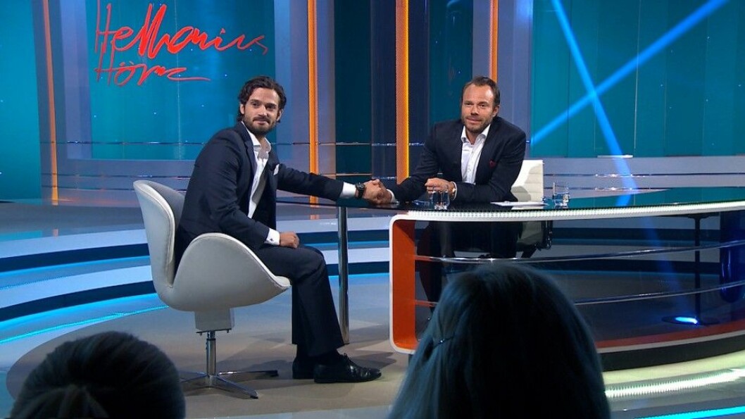 Prinsen och David Hellenius “vände blad” i och med intervjun. Foto: TV4 Prinsen och David Hellenius "vände blad" i och med intervjun. Foto: TV4