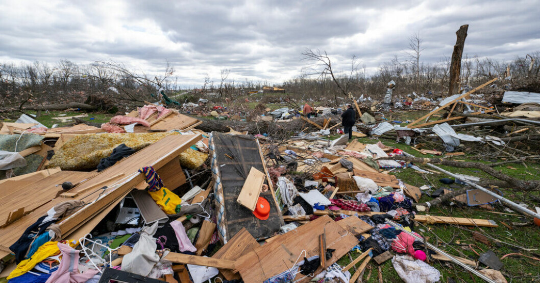 Förödelse efter en storm i Sullivan i delstaten Indiana i USA. Liknande extremväder kommer att bli vanligare, enligt forskare vid bland annat Uppsala universitet. Arkivbild. Nya luftrörelser ger fler extremväder