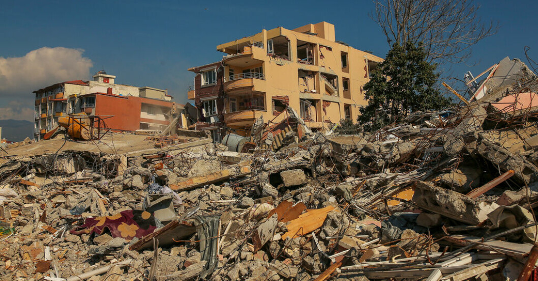 Förstörda hus efter skalvet den 6 februari i Samandag i södra Turkiet. FN-vädjan för syriska flyktingar