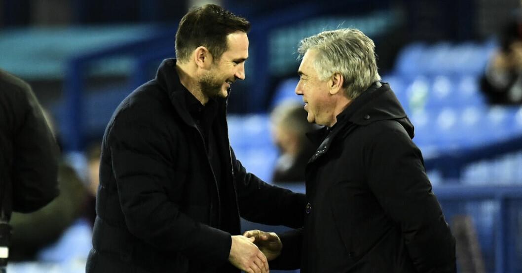 Frank Lampard och Carlo Ancelotti när de möttes i Premier League för några år sedan. Arkivbild. Tränarna i fokus när Real och Chelsea möts igen