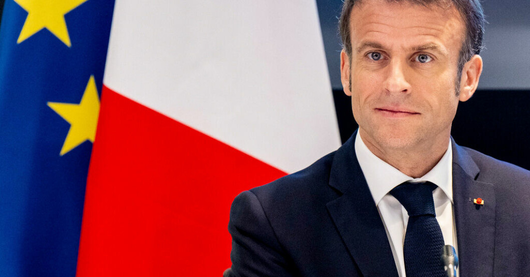 Frankrikes president Emmanuel Macron på besök i Amsterdam, Nederländerna. Macron försöker förklara Taiwankommentar