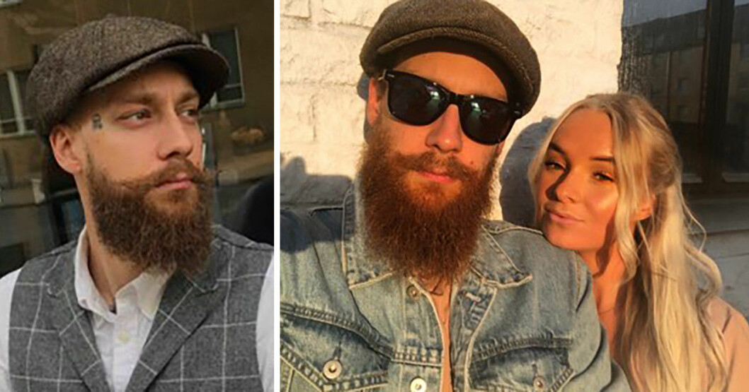 Fredrik Thomasson i skägg med flickvännen Louise Svetoft.
