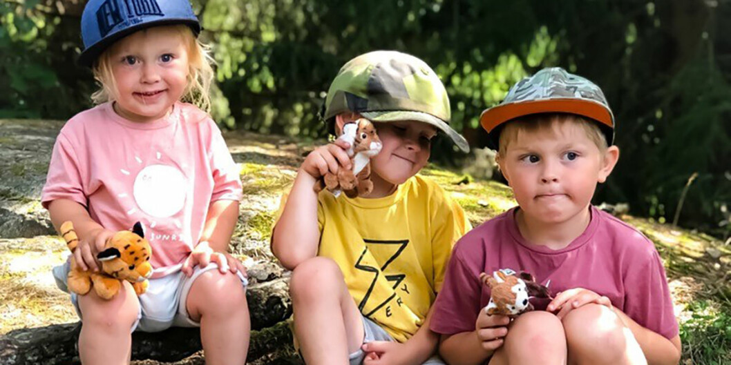 Fredrik Holms och Therese Halls tre barn. Fredrik Holms barn Algot, 6, Olle, 4, och Frans, 2