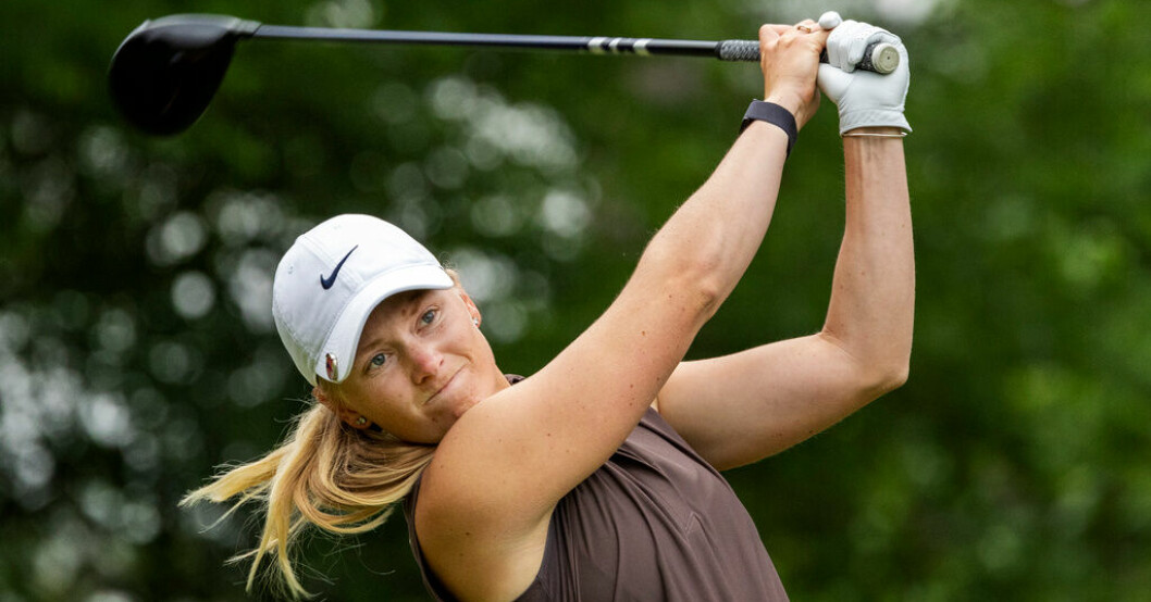 Frida Kinhult föll från ledningen till en delad 16:e plats under andra rundan av LPGA-tourtävlingen i Michigan i USA. Arkivbild. Kinhult tappade ledningen i Michigan