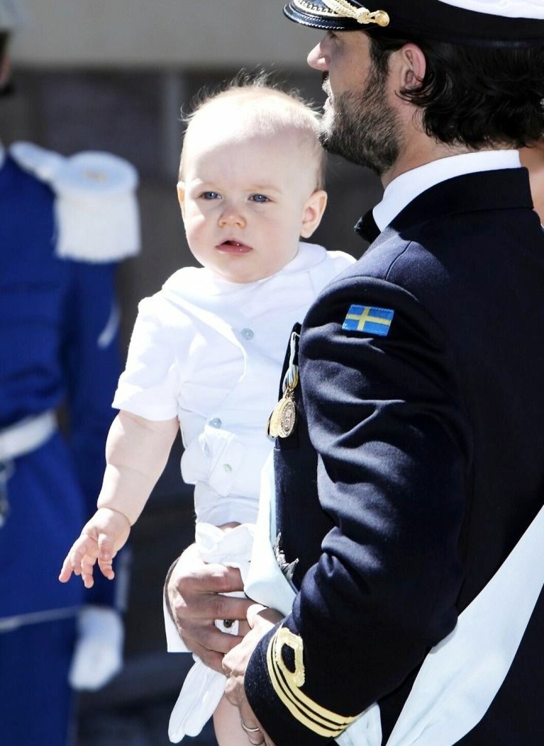 Prins Gabriel med pappa prins Carl Philip. FOTO: Tommy Pedersen/TT Prins Gabriel