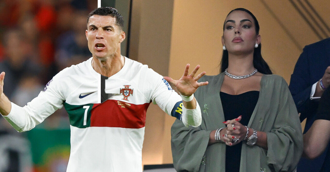 Cristiano Ronaldo och Georgina Rodriguez på läktaren.