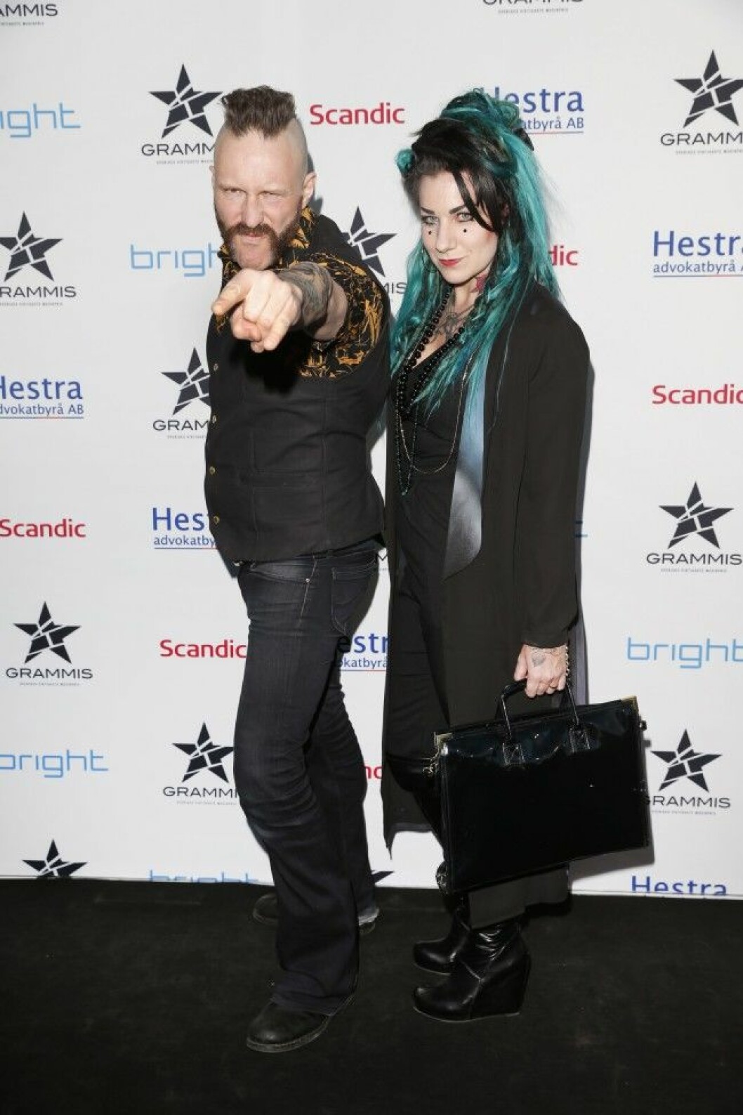 Grammis 2015 Ralf Gyllenhammar med sin tatuerare Emilia Lee