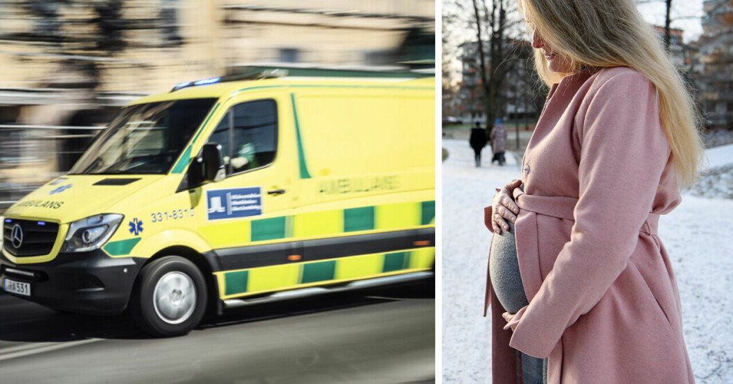 Ambulans och gravid kvinna