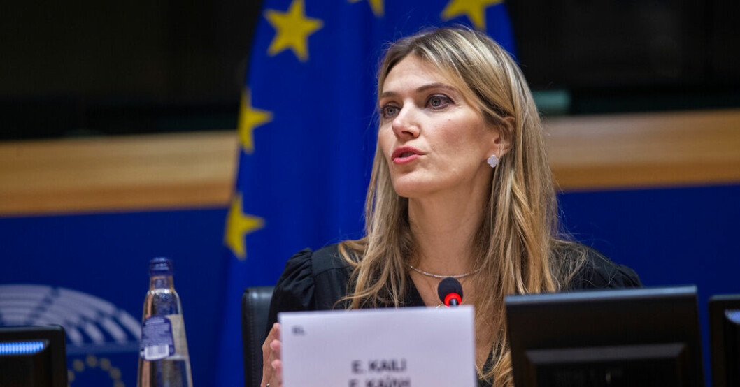 Grekiska ledamoten Eva Kaili i EU-parlamentet innan hon greps i december. Arkivfoto. Mutanklagade Kaili tillbaka i EU-parlamentet