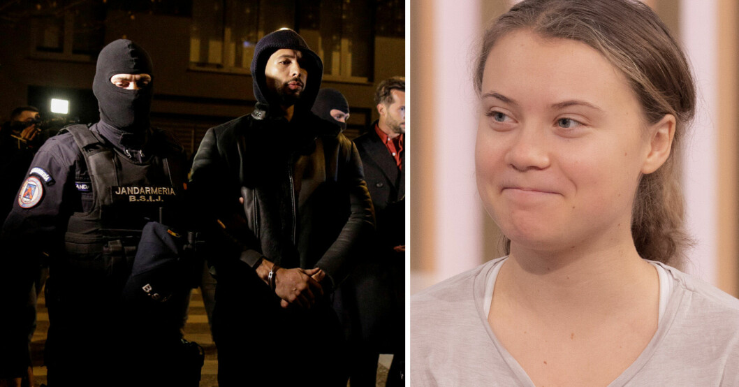 Andrew Tate har gripits efter penisbråket med Greta Thunberg.
