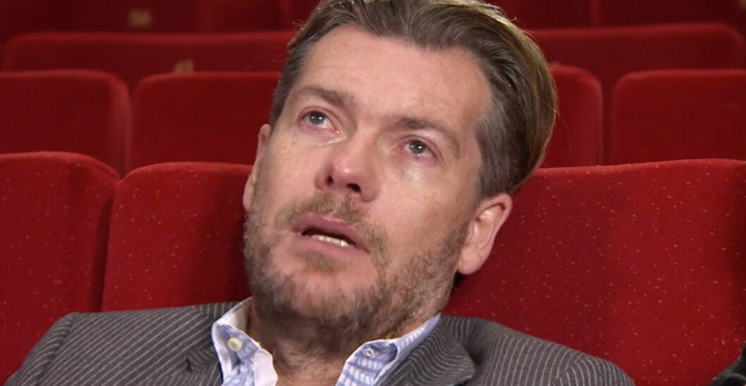 Patrick Grimlund i tårar i kvällens “Lyxfällan”.