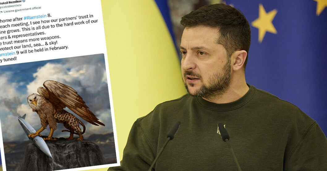 Ukrainas försvarsministers tweet och Volodymyr Zelenskyj