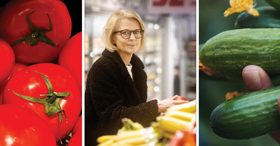 Finansminister Elisabeth Svantesson (M) handlar grönsaker och frukt – varor som gått upp mest i pris i och med inflationen. Priset på tomater och gurkor kan höjas ännu mer – efter krisen: ”Oroväckande”