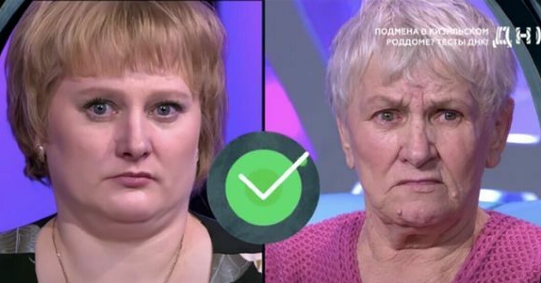 Alyonas mamma blev rejält chockad över nyheten att Gulsina var hennes biologiska dotter. Gulsina och hennes biologiska mamma.