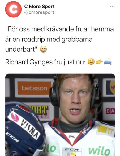 Tweeten som C More/TV4 raderade.