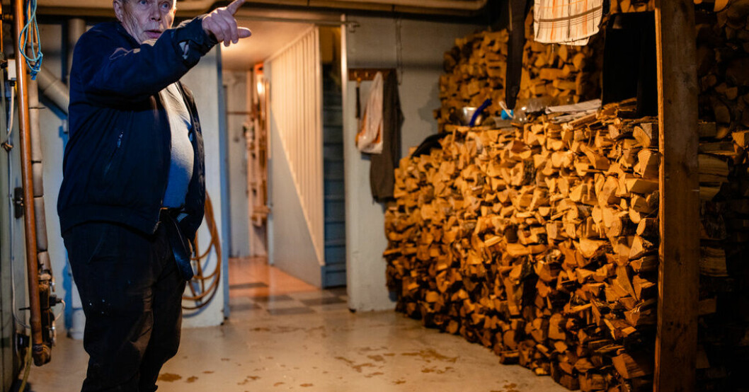 Håkan Taavo i Juoksengi har lyckats tömma källaren på 60 centimeter vatten – och två fiskar. Fiskar simmade i källaren efter översvämningen