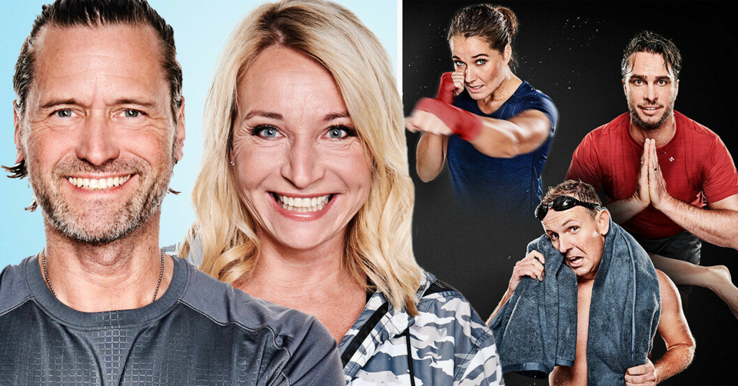Martin Melin, Martina Haag, Agneta Sjödin, Anders Öfvergård och Måns Möller i Den stora hälsoresan 2020.