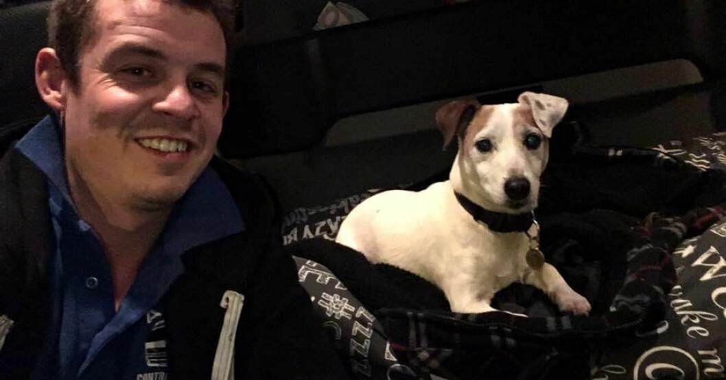 Sean och hunden Doddy som blev 17 år gammal.