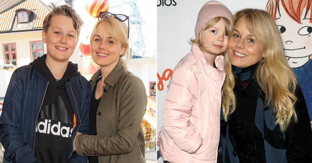 Helena med barnen Alfred (2018) och Ava (2019). Helena af Sandeberg med barnen Alfred och Ava.