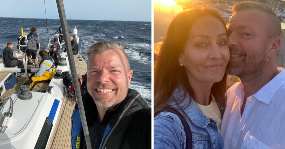 Helena och Casper har varit tillsammans i 23 år. Nu är artisten iväg på inspelning, mitt ute på atlanten! Helena och Casper Janebrink