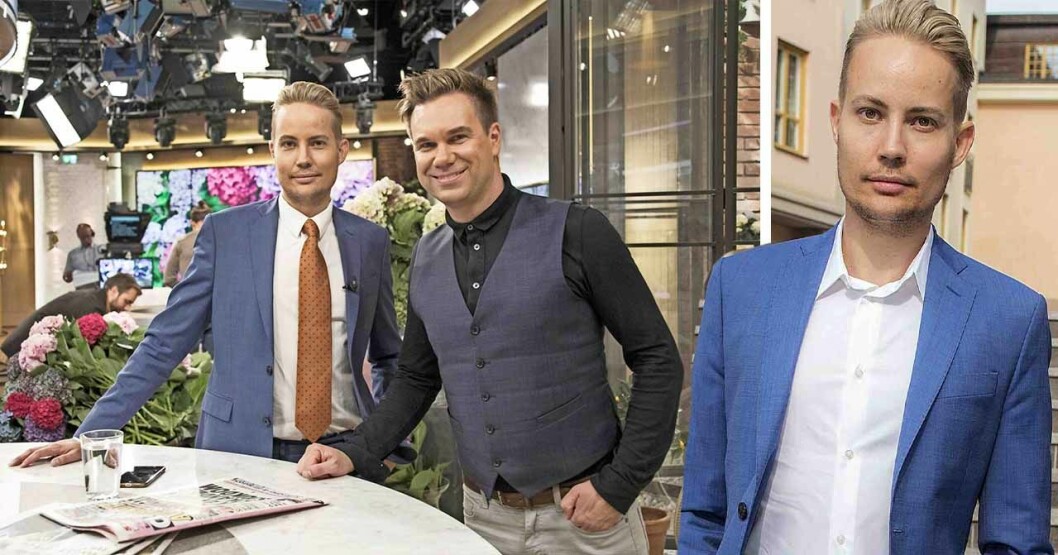 Henrik Alsterdal med maken Anders Pihlblad. TV4-paret Anders Pihlblad och Henrik Alsterdal ler mot kameran