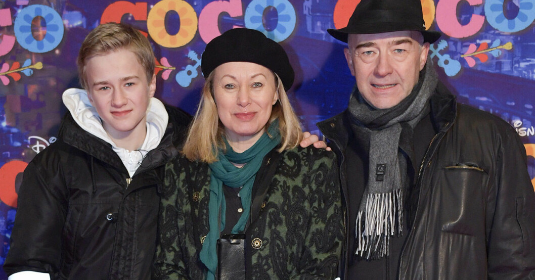 Louise Hoffsten med maken Dan och sonen Adrian. Louise Hoffsten och familjen.