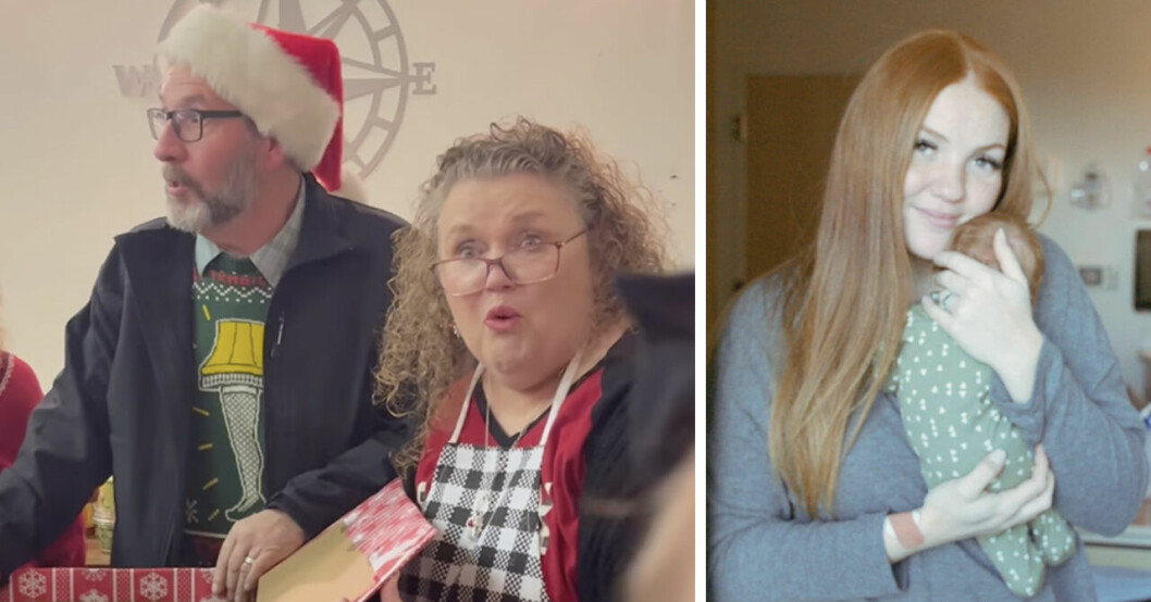 Brilee Palombo Schmutzs föräldrar och Brilee Palombo Schmutz med sin nyfödda bebis.