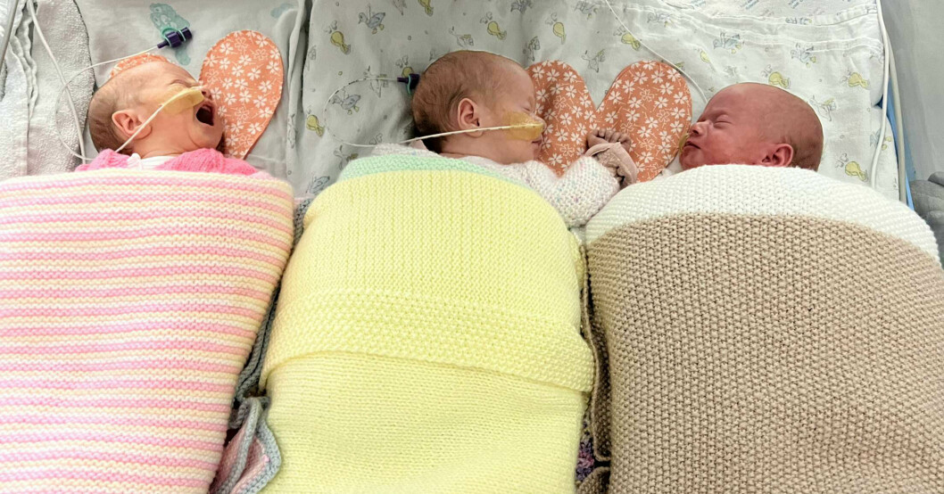 Trillingarna var flickor och inte pojkar som de först trodde. Trillingarna.