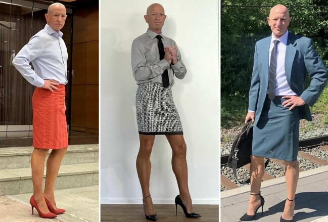 Mark Bryan i kjol och högklackat.