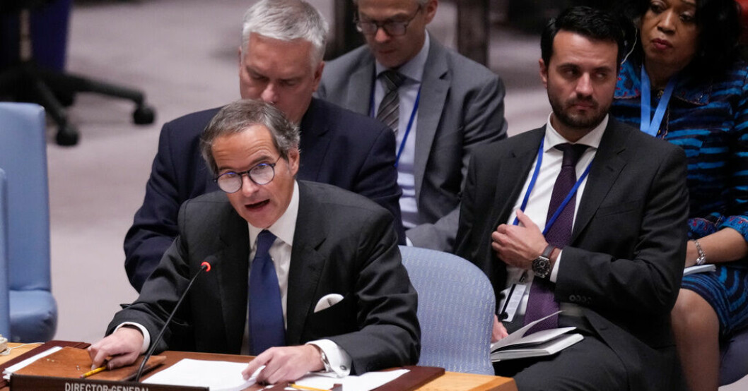 IAEA:s generaldirektör Rafael Grossi i FN:s säkerhetsråd på tisdagen. IAEA uppmanar om försiktighet vid Zaporizjzja