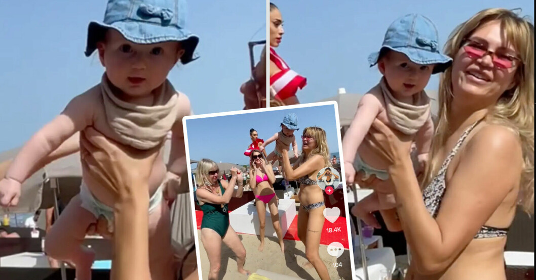 Mamman Margo Fifa tog med sin fyra månader gamla bebis på strandklubb på Ibiza