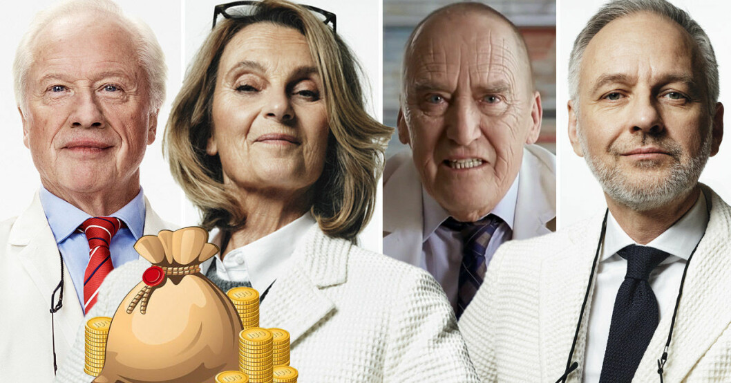 Loa Falkman, Suzanne Reuter, Hans Mosesson och Björn Kjellman i Ica-reklamen.