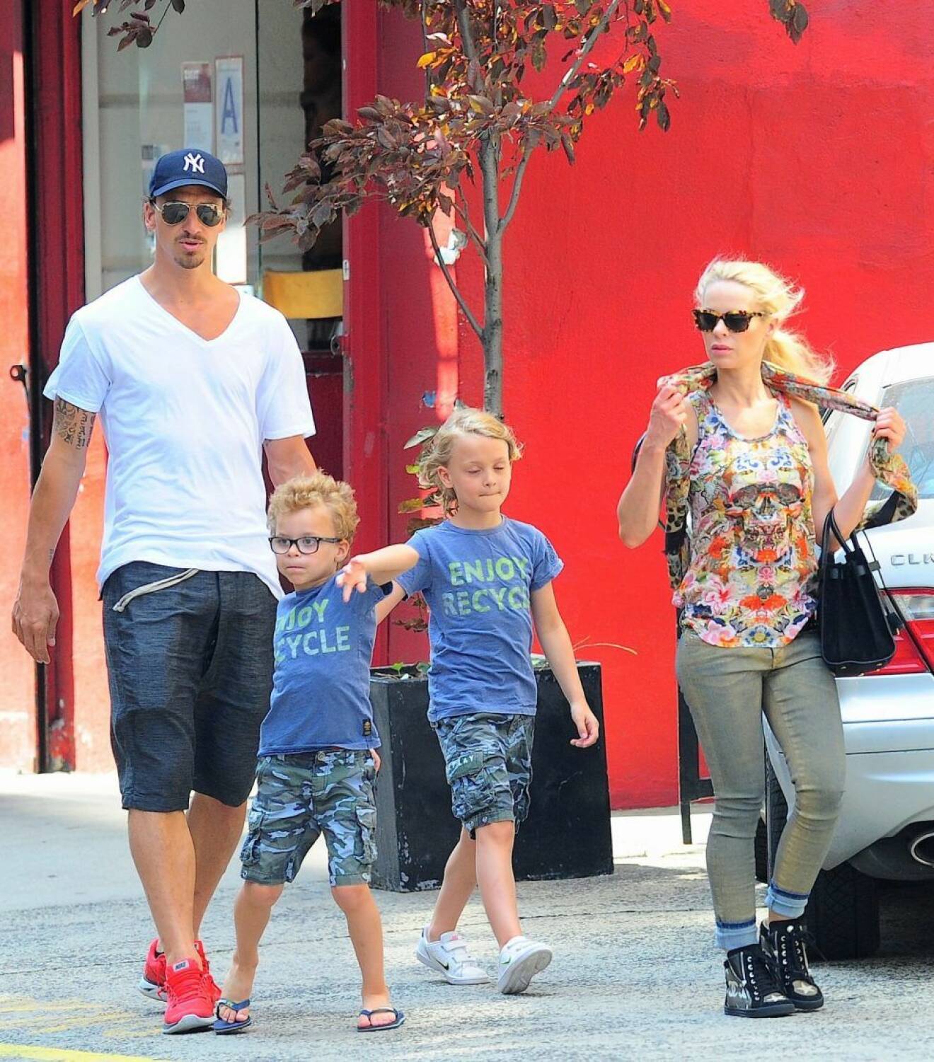Zlatan Ibrahimovic with family out in New York