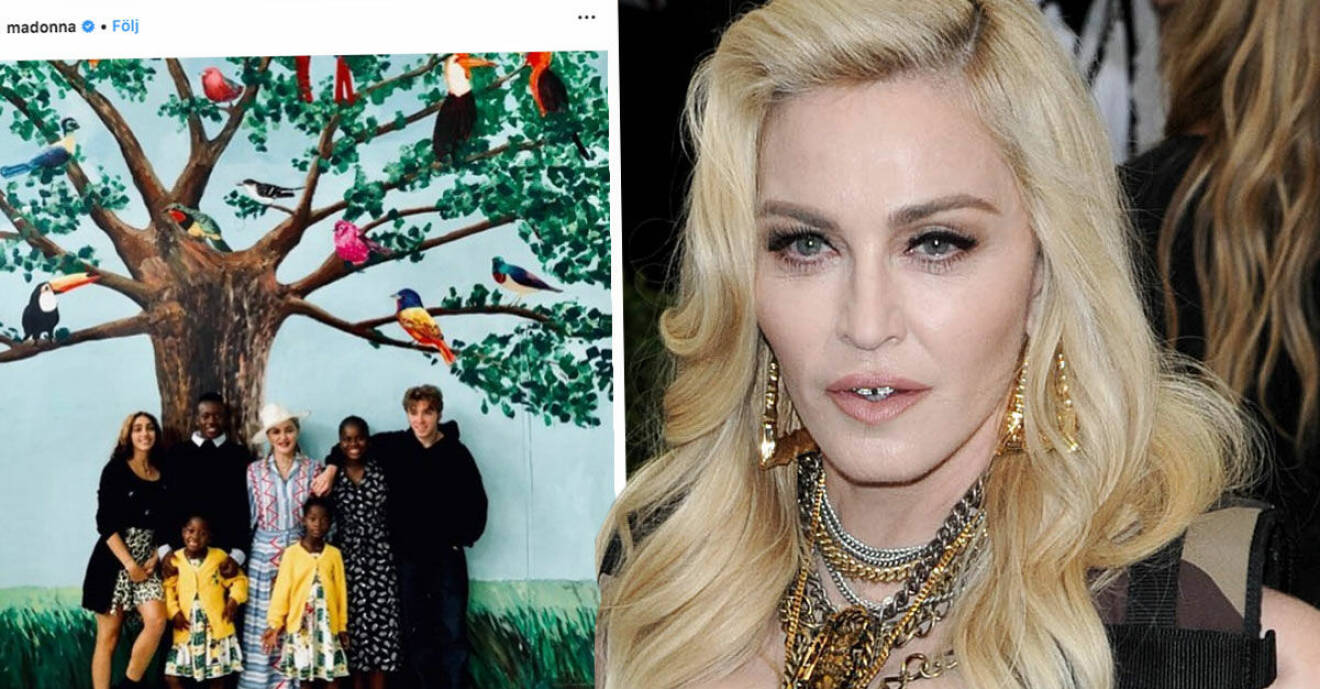 Madonna med alla sina sex barn