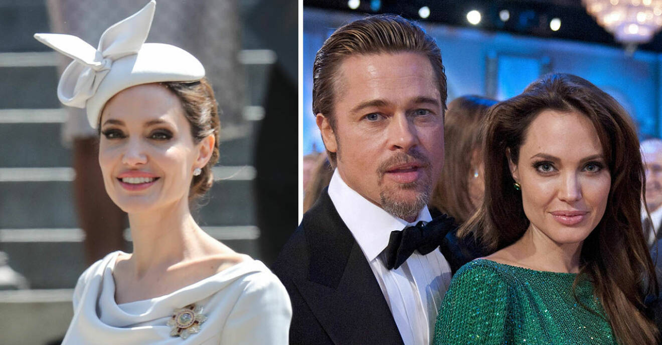 Brad Pitt och Angelina Jolie poserar