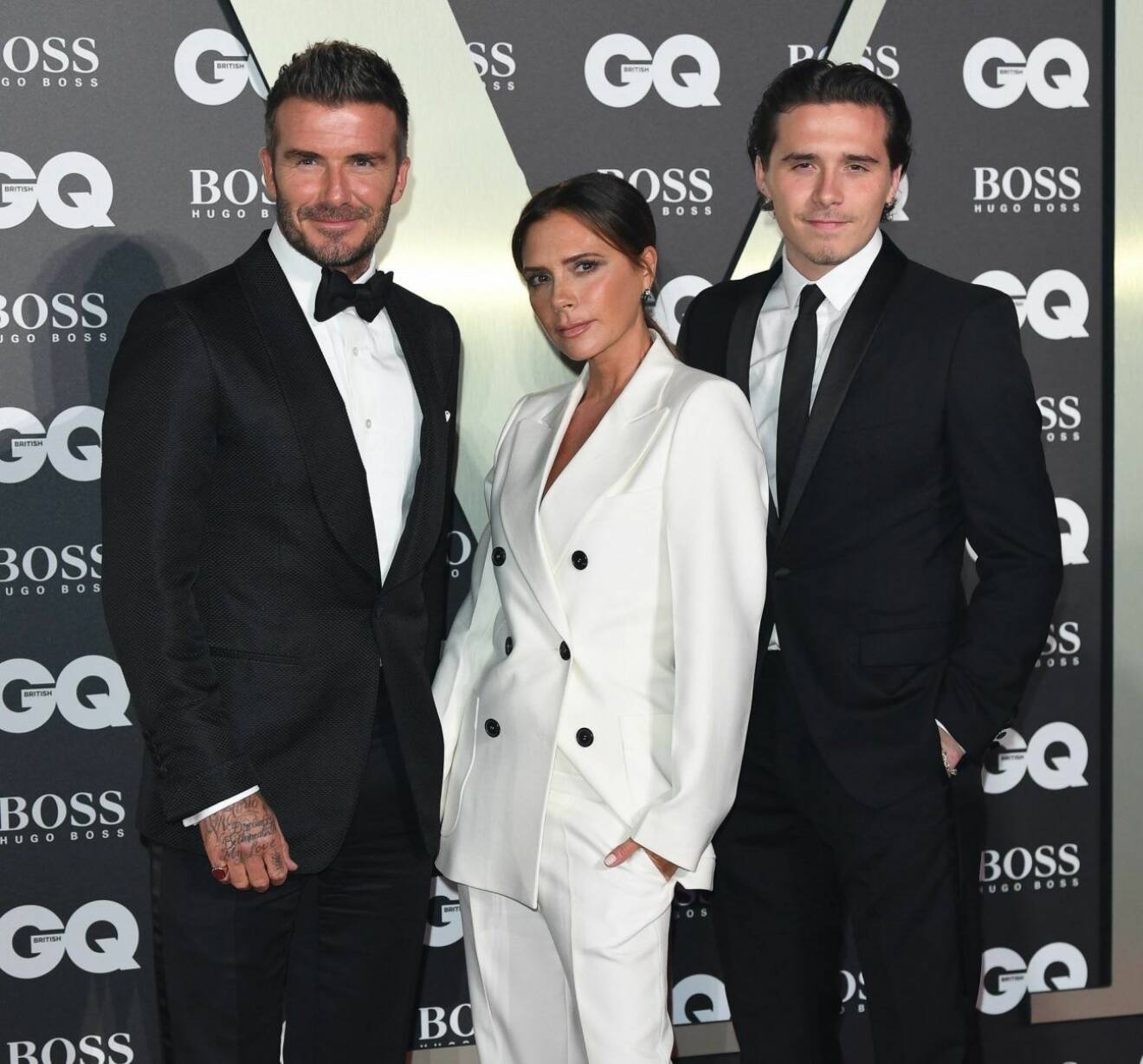 David, Victoria och sonen Brooklyn Beckham på GQ Men of the year awards 2019
