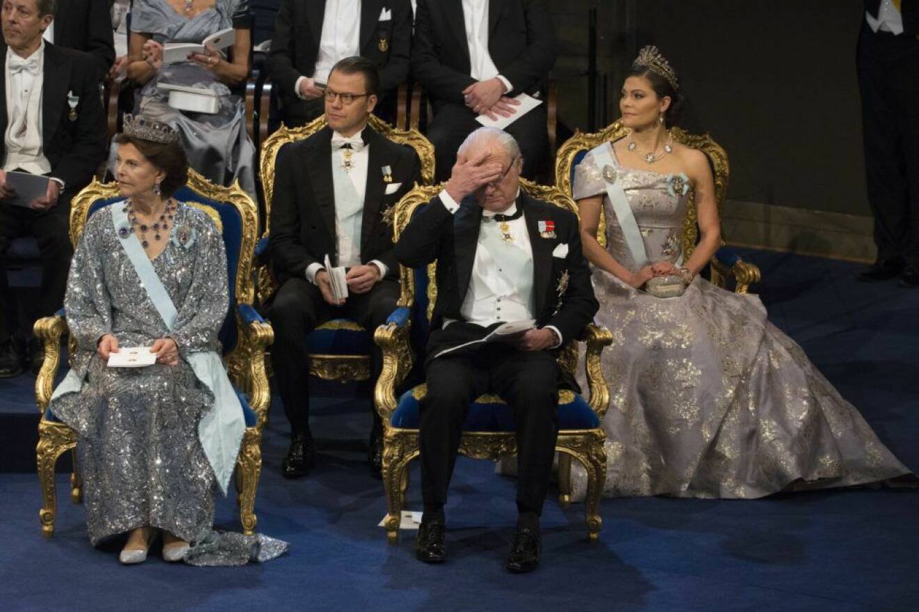 Queen Silvia, prince Daniel, king Carl XVI Gustaf, crown princess Victoria Nobel Prize, Stockholm Concert Hall, 2016-12-10 (c) Charles Hammarsten / IBL Utdelningen av 2015 års Nobelpris, Konserthuset, Stockholm, 2016-12-10