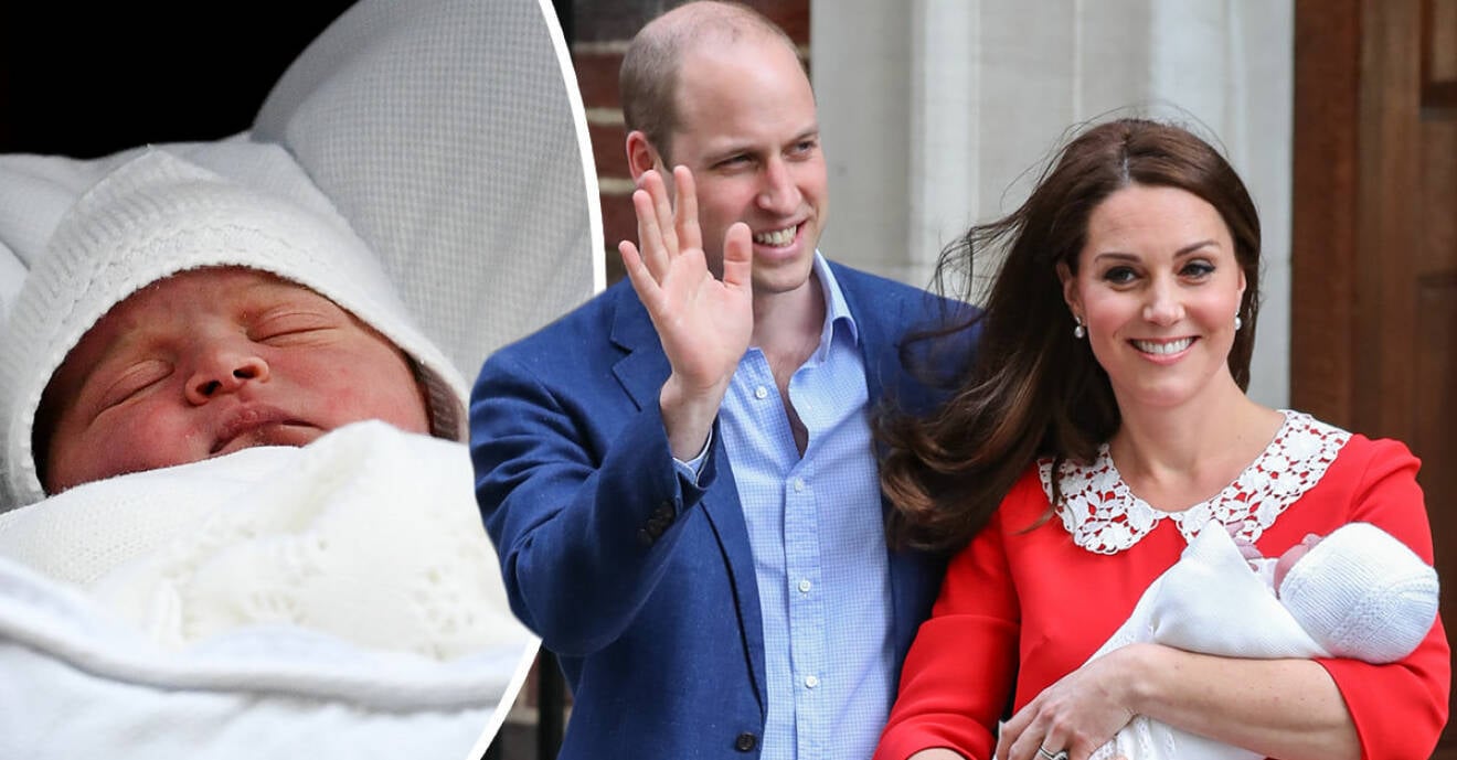Prins William och Kate Middleton med deras nyfödde son, prins Louis.