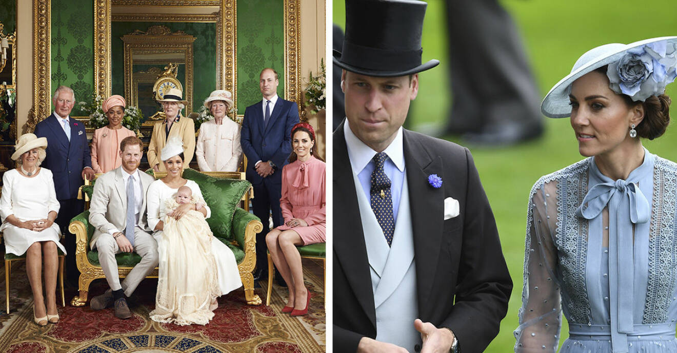 Kate Middleton och Prins William anklagas för att se olyckliga ut på Archies dop, medan föräldrarna Meghan Markle och prins Harry är stolta över att visa upp sin son.