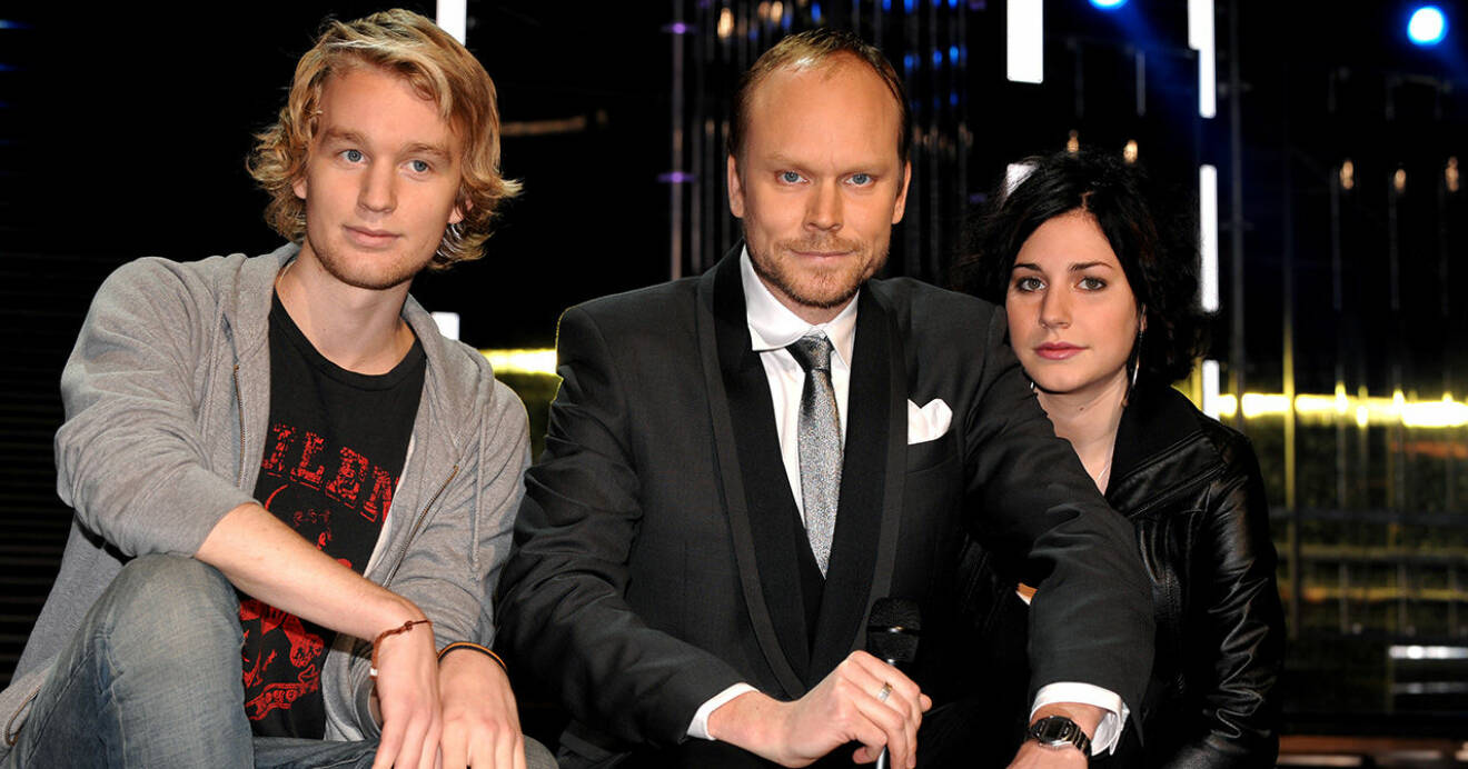 Kristian Luuk, Björn Gustafsson och Nour El-Refai var programledare i Melodifestivalen 2008.