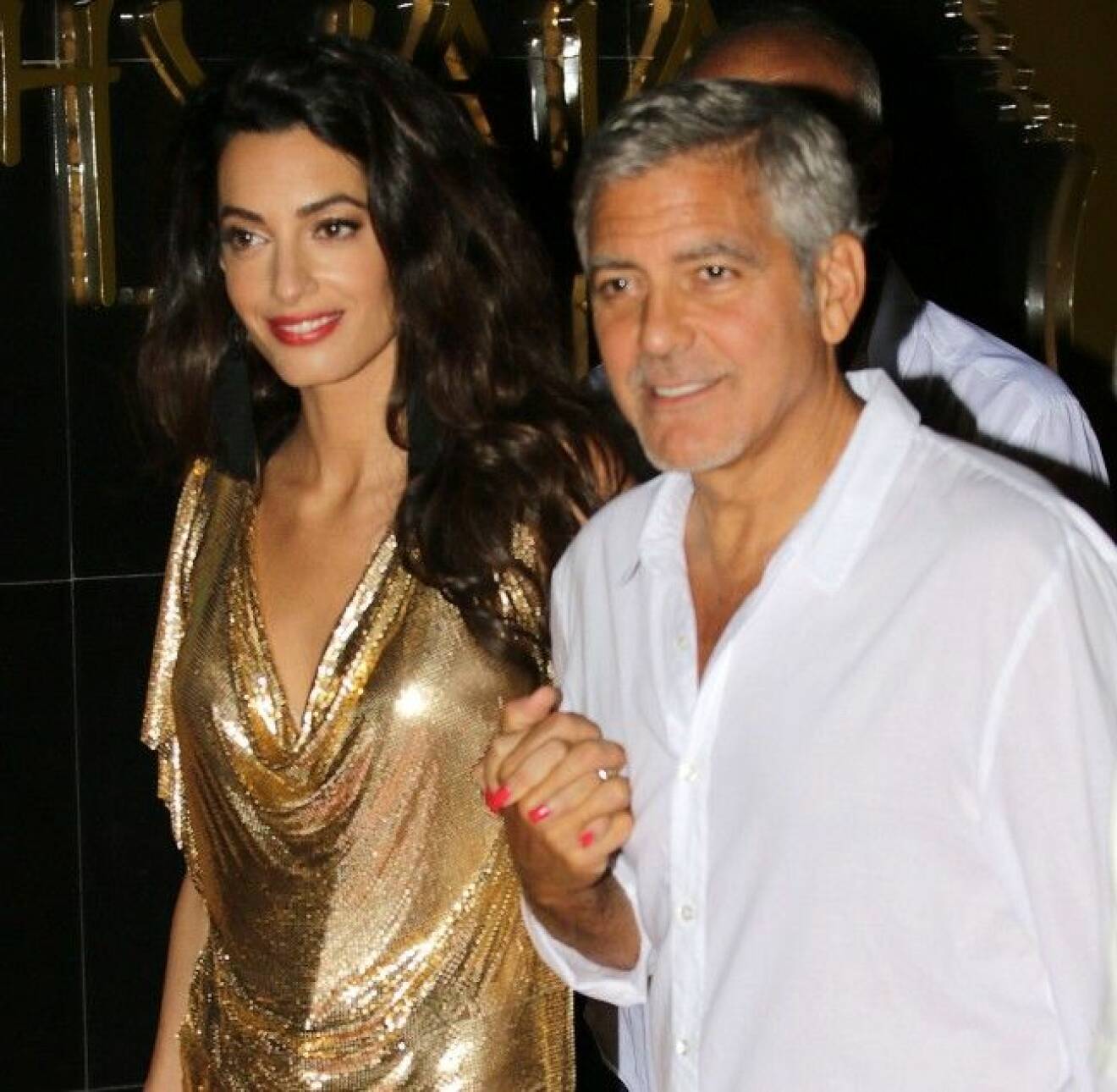 Amal Clooney and George Clooney WEARING VIONNET