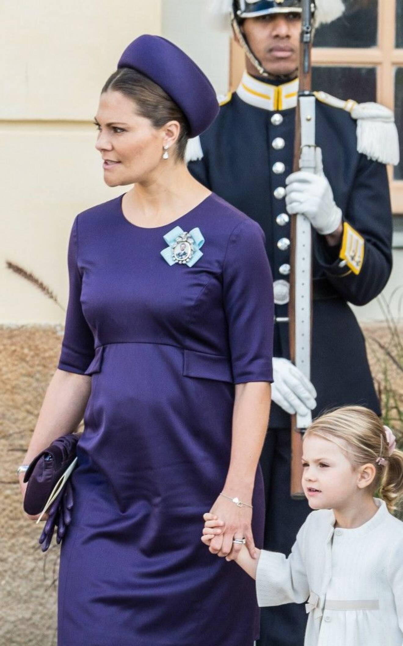 2015-10-11, Drottningholm Palace Church, Sweden In pic: Crown Princess Victoria, Prince Daniel, Princess Estelle Today was the baptism of Princess Madeleine and Christopher O'Neill's son - Prince Nicolas at the Drottningholm Palace Church. From the swedish royal family was also King Carl Gustaf, Queen Silvia, Crown Princess Victoria, Prince Daniel, Estelle, Prince Carl Philip and Princess Sofia attended. After the naming ceremony that began at 12:00 gave the royal couple a reception inside the Drottningholm Palace. Pictures of this event. All Over Press
