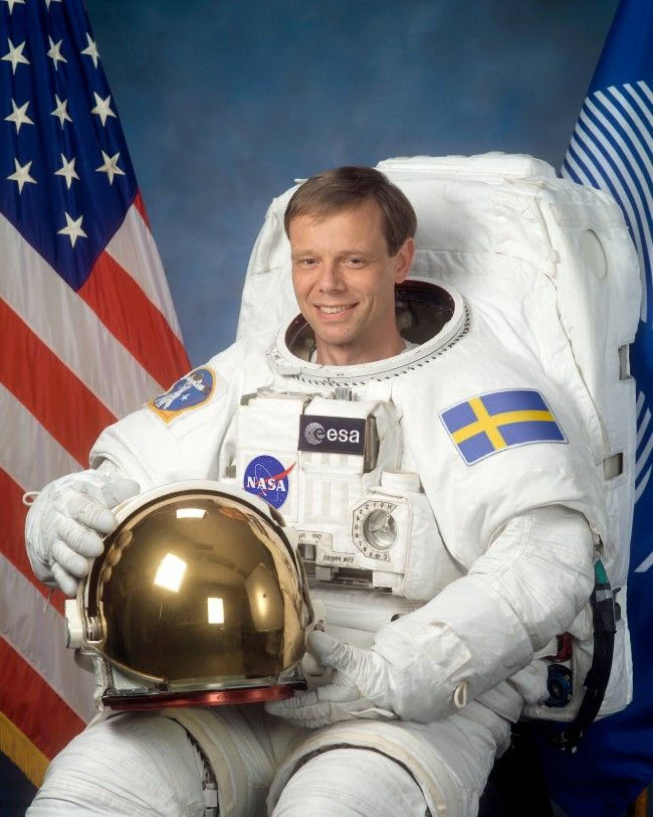 Christer Fuglesang (born 1957), Swedish astronaut. A member of the European Space Agency's (ESA) Astronaut Corps, Fuglesang is a crew member on the STS-116 Space Shuttle Discovery mission to the International Space Station (ISS) in December 2006. Photographed at NASA's Johnson Space Center in Houston, Texas, USA in January 2003. Foto: Science Photo Library / IBL Bildbyrå