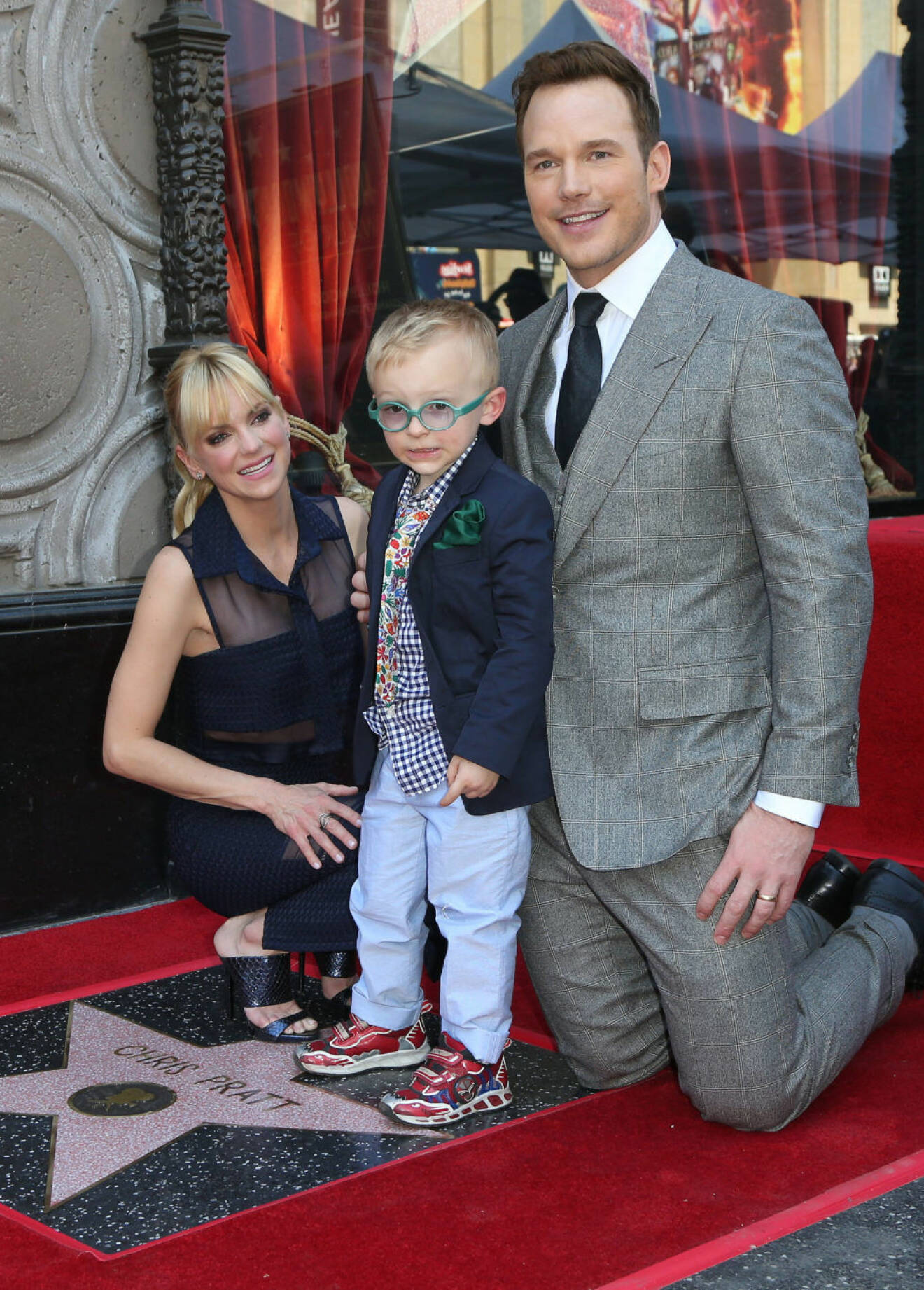 Anna Faris, Chris Pratt och sonen Jack i april. 