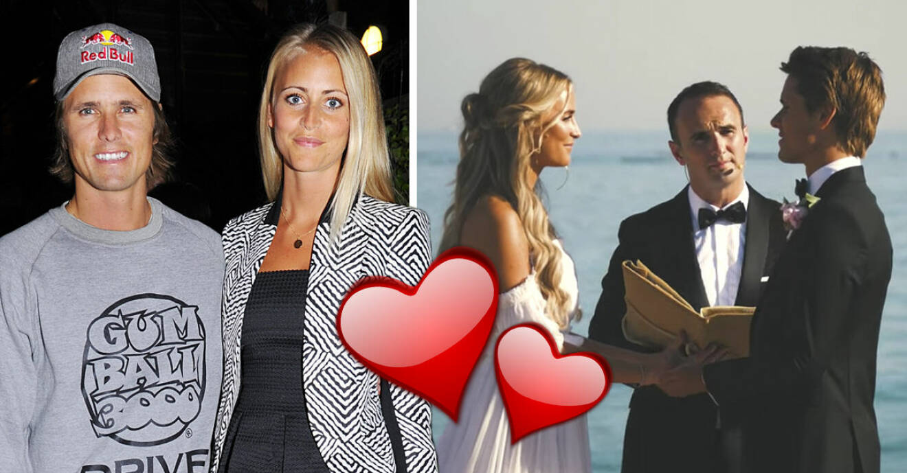 Jon Olsson och Janni Delér under sitt bröllop sommaren 2018-.