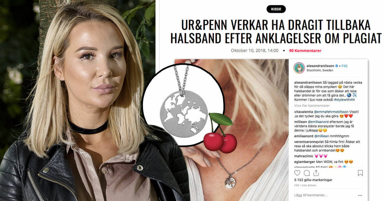 Alexandra "Kissie" Nilsson anklagas för att ha kopierat ett halsband från det danska smyckesföretaget By Biehl som hon gjorde tillsammans med Ur & Penn.